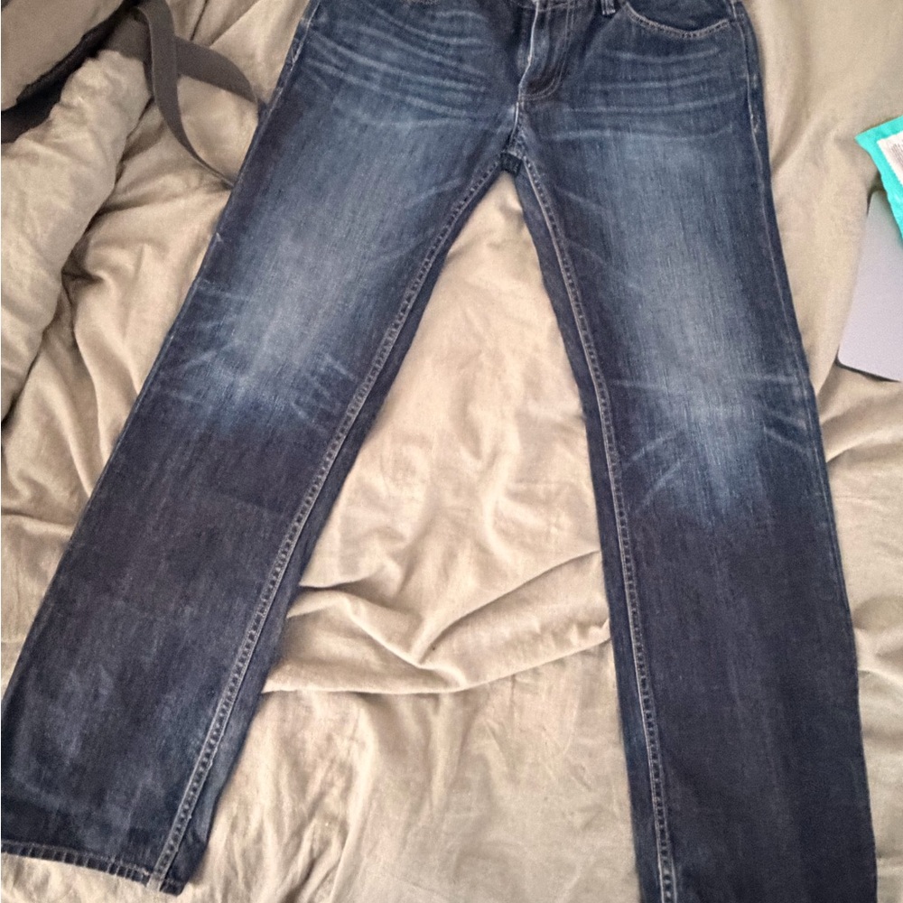 Guess Men’s Dark Blue Denim Jeans with Tan Label